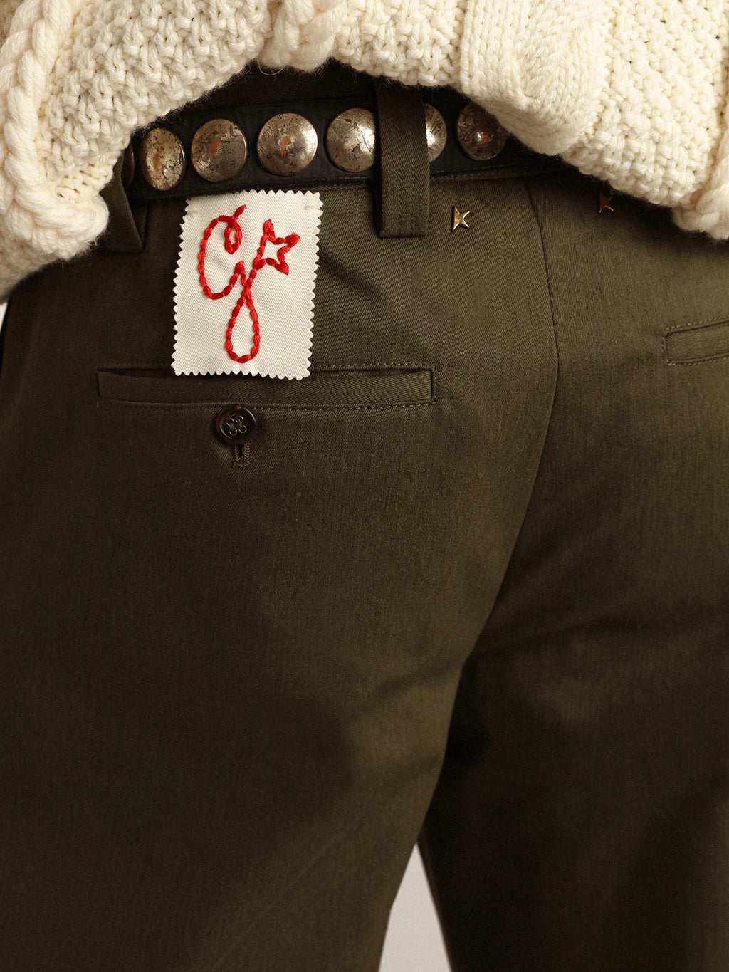 Pantalone chino Golden Collection color verde militare