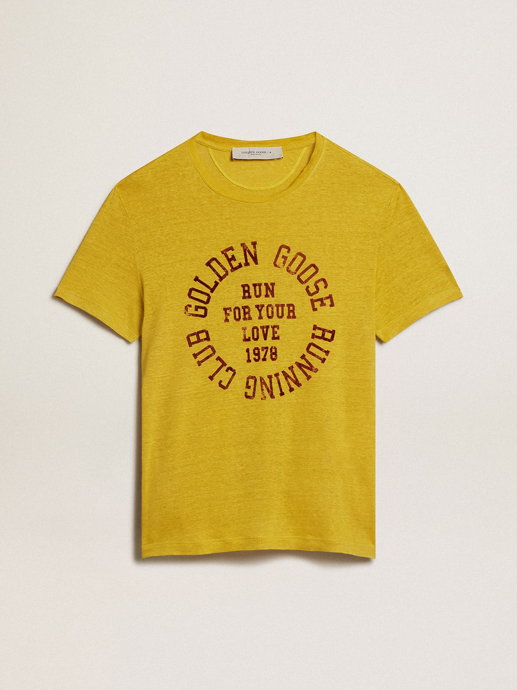 T-Shirt da uomo in lino color giallo granturco