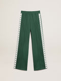 Pantalone jogging Dorotea Collezione Star di colore verde brillante con fascia e stelle a contrasto