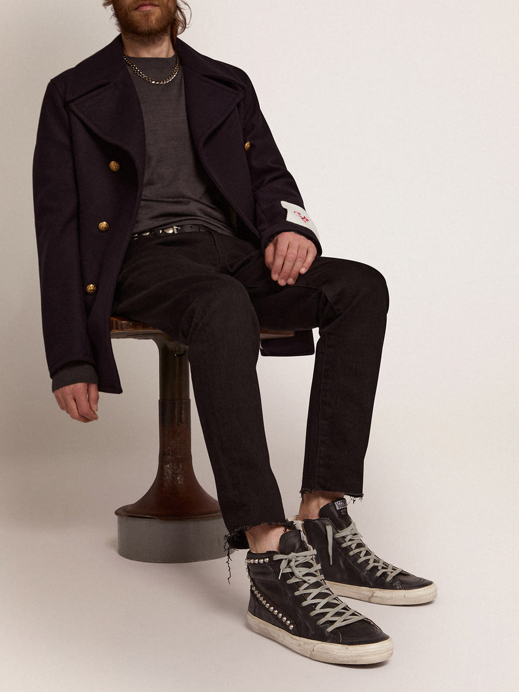 Sneakers Slide uomo con borchie applicate