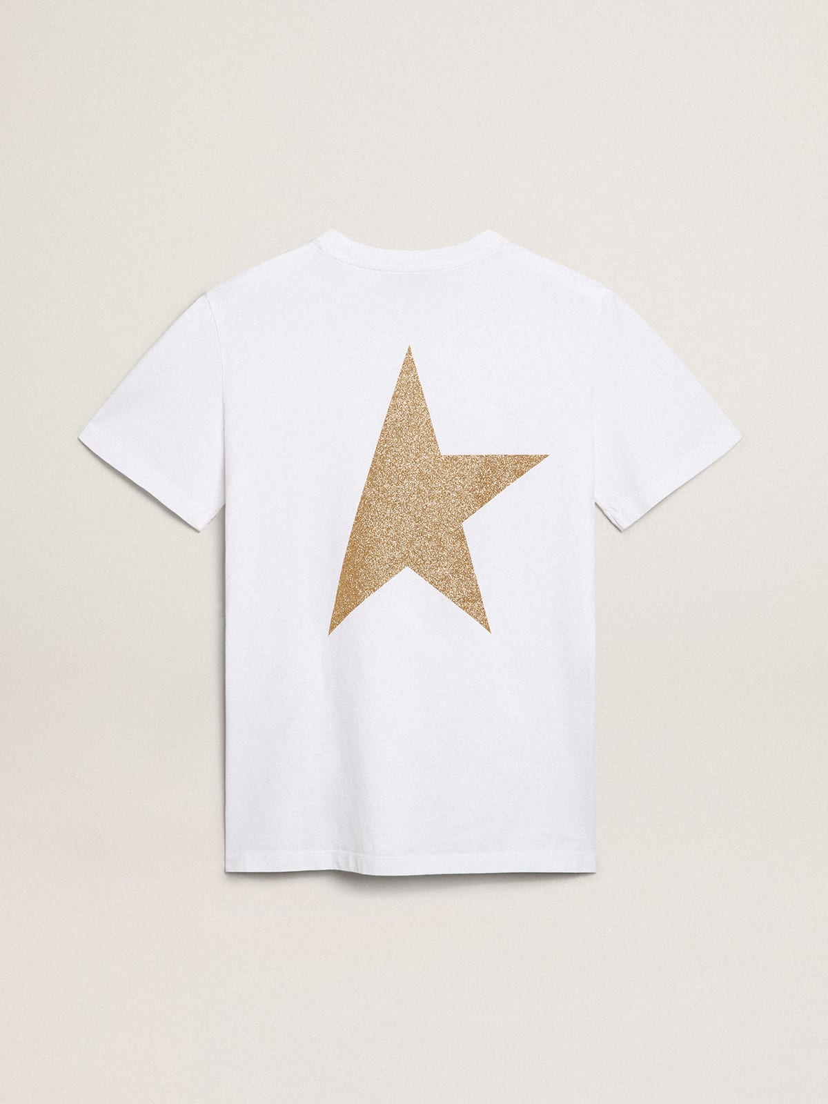 T-shirt bianca Collezion Star con logo e stella in glitter dorati