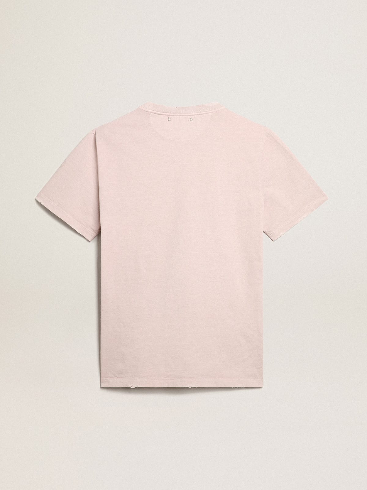 T-shirt uomo rosa pallido con scritta al centro