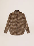 Camicia boyfriend con stampa animalier e fil coupé dorato