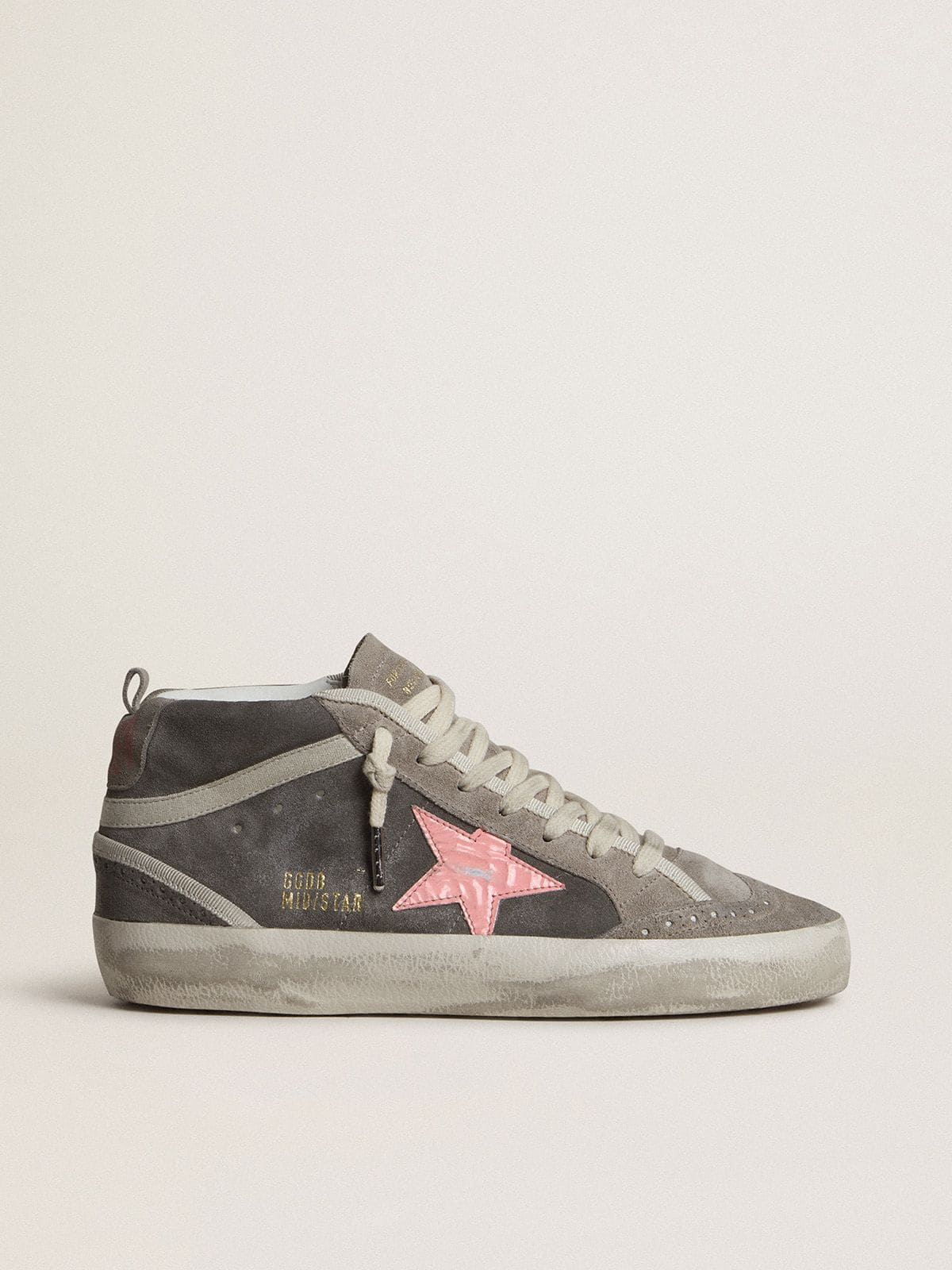 Women's Mid Star in gray suede with pink laminated leather star