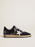 Sneaker Ball Star in suede blu scuro con stella in nabuk bianco sporco e talloncino in nappa nera