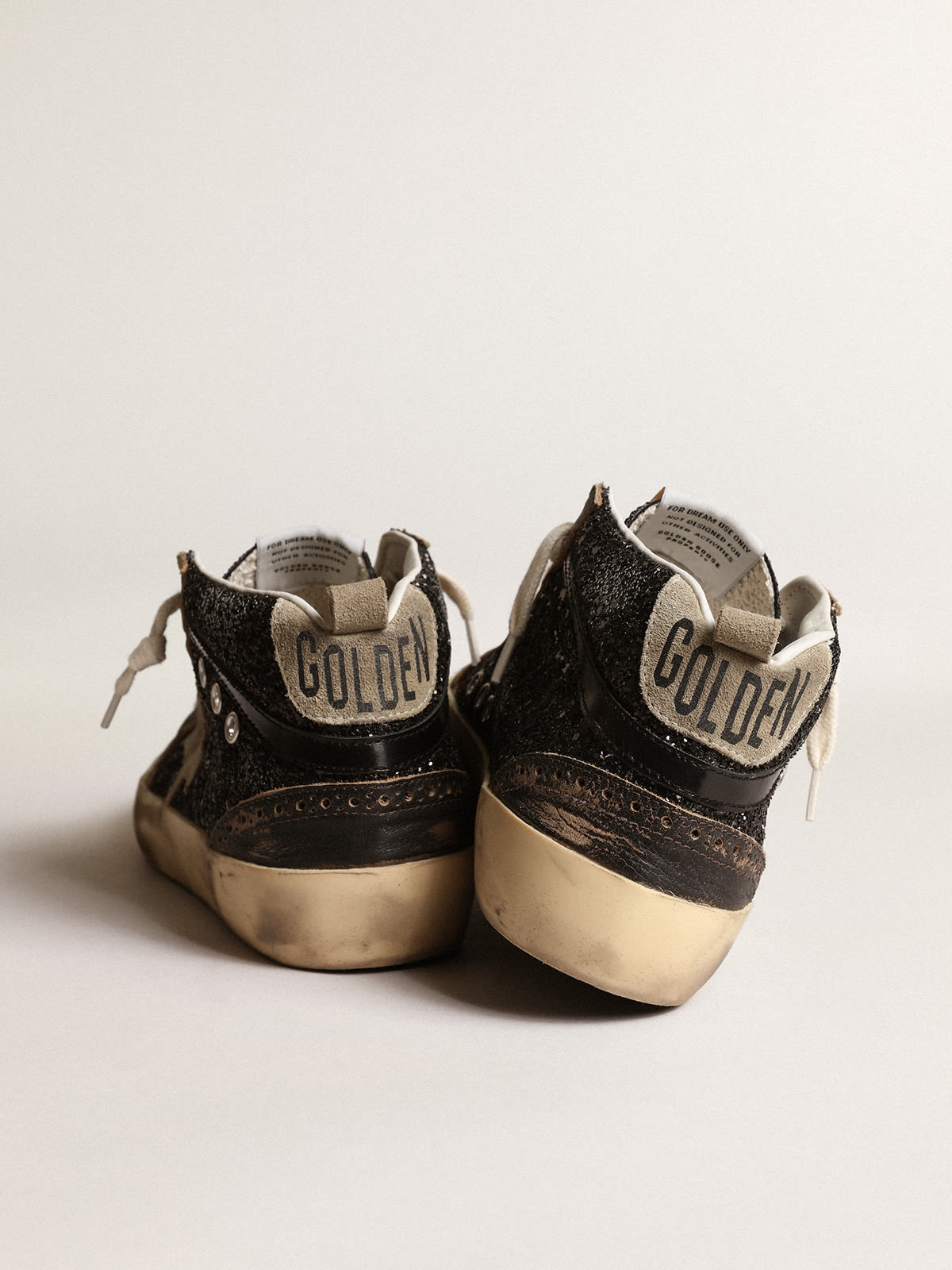 Mid Star in glitter neri con stella e talloncino in suede tortora