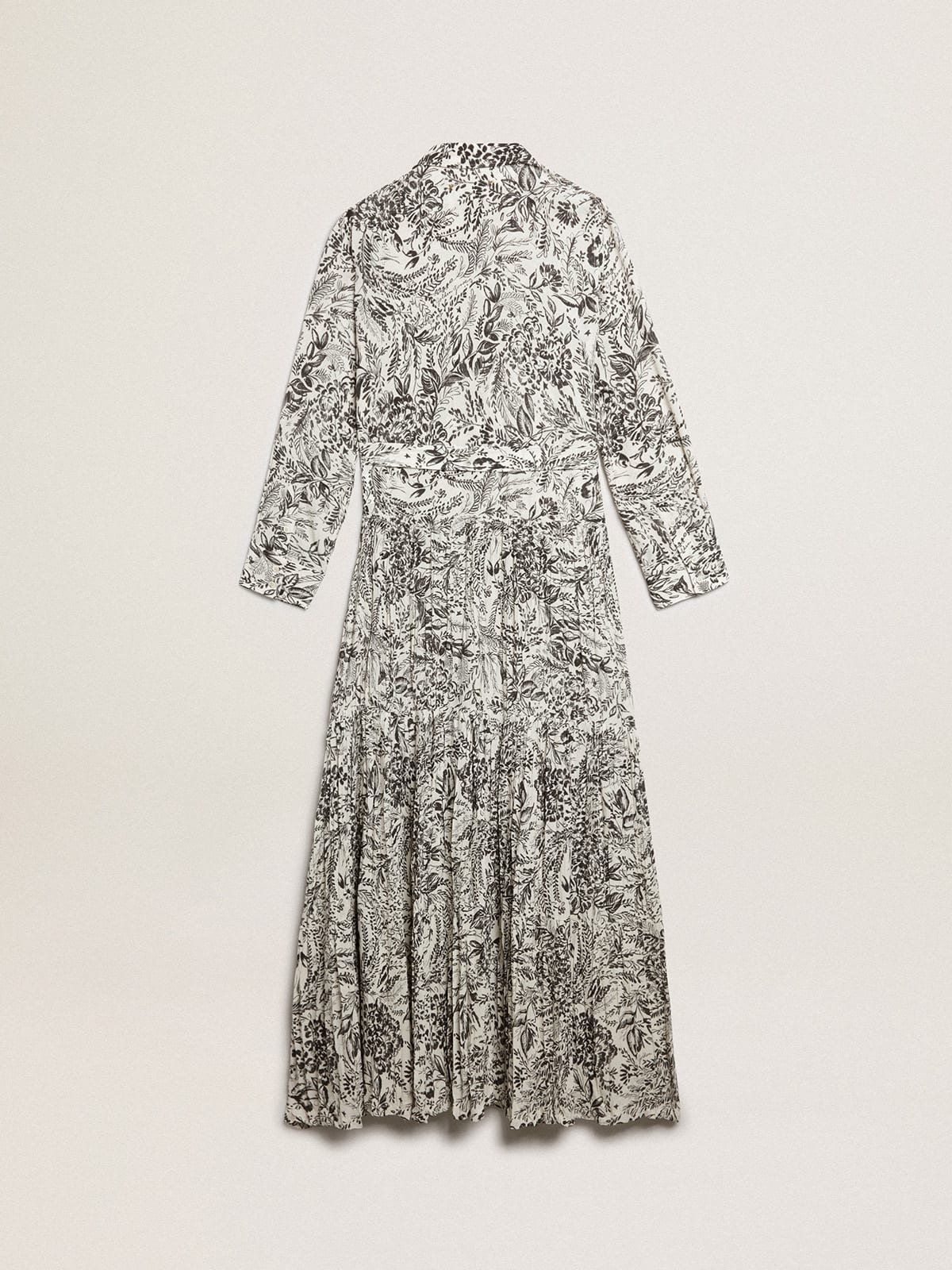 Vestito di colore bianco con stampa toile de jouy nera