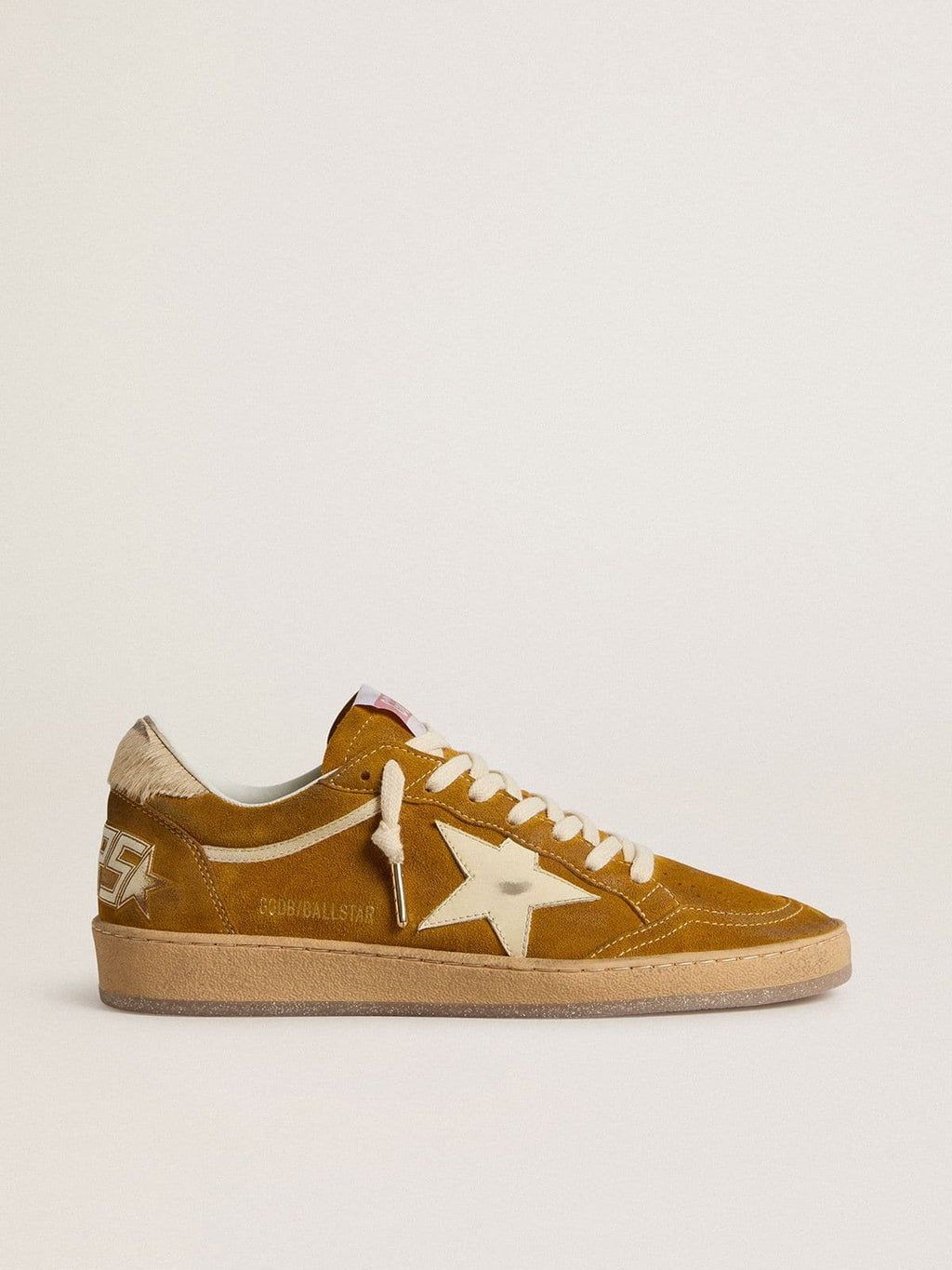 Women's Ball Star in suede with beige leather star and pony skin heel tab