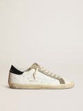Sneaker Super-Star Uomo con stella traforata e talloncino in pelle lucida color blu notte