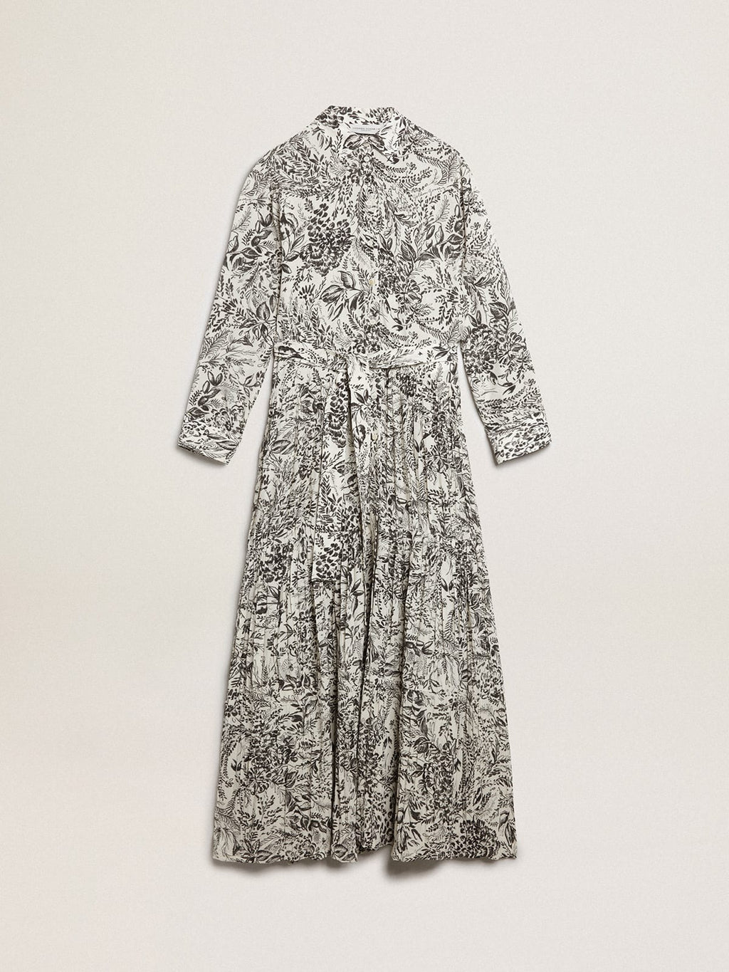 Vestito di colore bianco con stampa toile de jouy nera