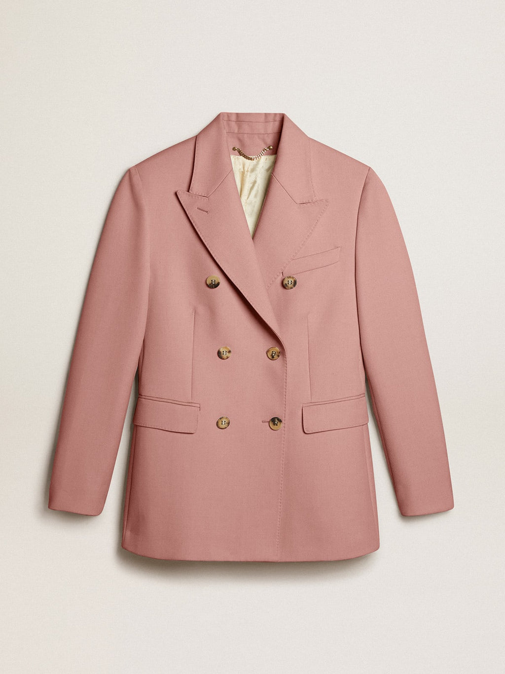 Blazer doppiopetto in tessuto sartoriale color rosa