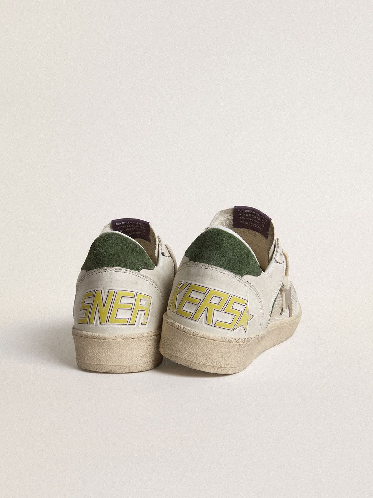 Ball Star LTD in mesh and nappa leather with gray leather star and green suede heel tab