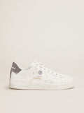 Sneaker Purestar in pelle bianca con talloncino in cristalli Swarovski argento