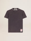 T-shirt Collezione Golden di colore grigio antracite con cristalli cabochon