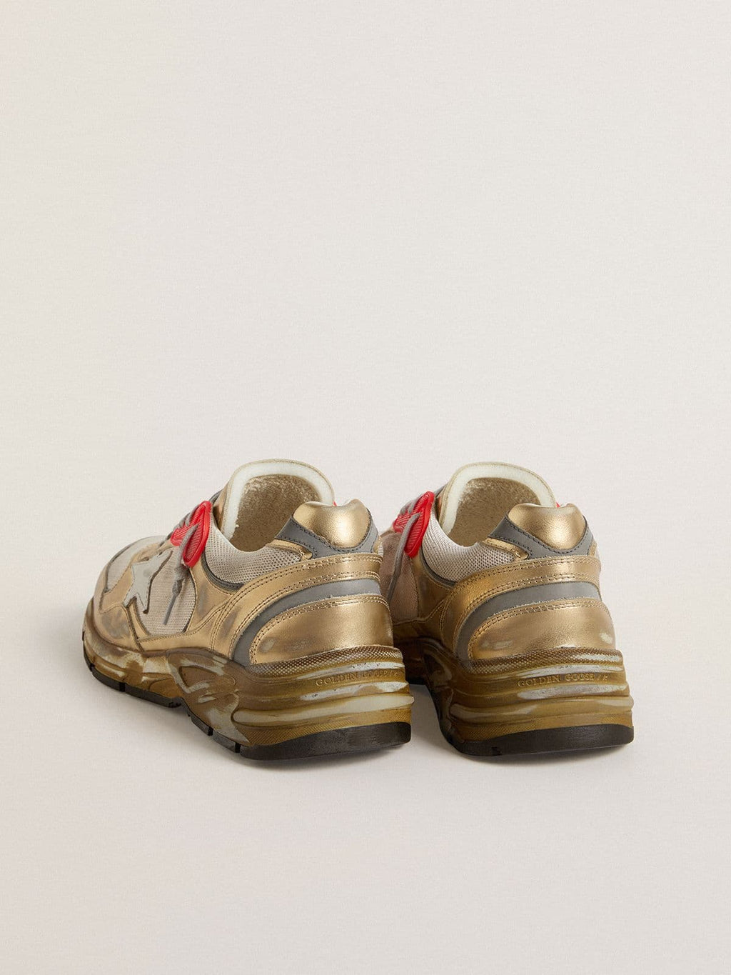 Men's Dad-Star in mesh and gold foiled leather with white leather star