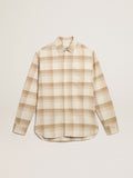 Camicia slim fit color pepe e sabbia scura