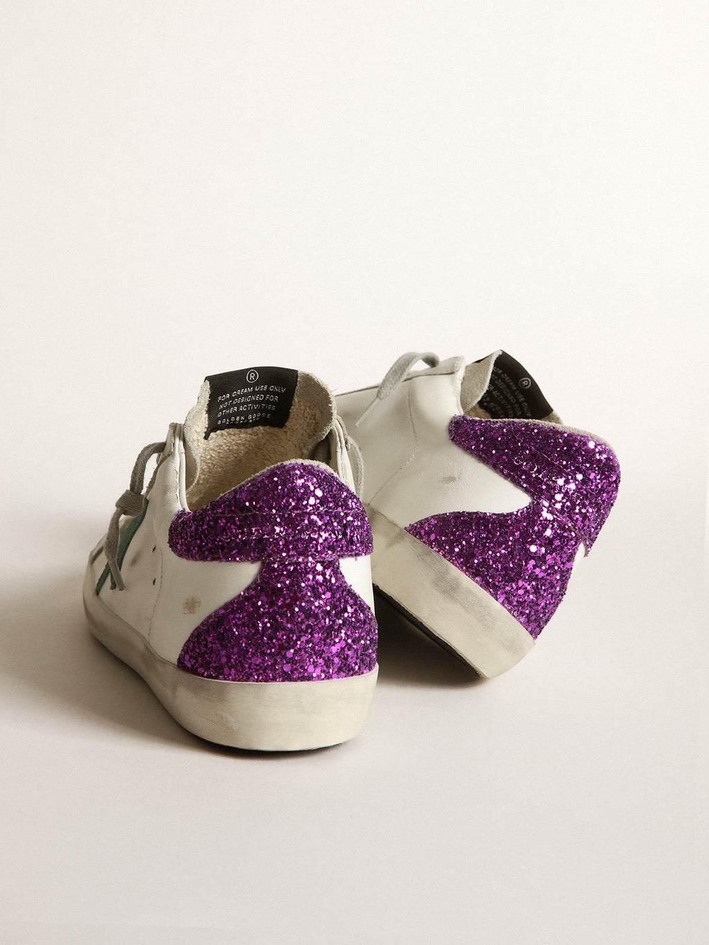 Sneakers Super-Star bianche con retro viola glitter