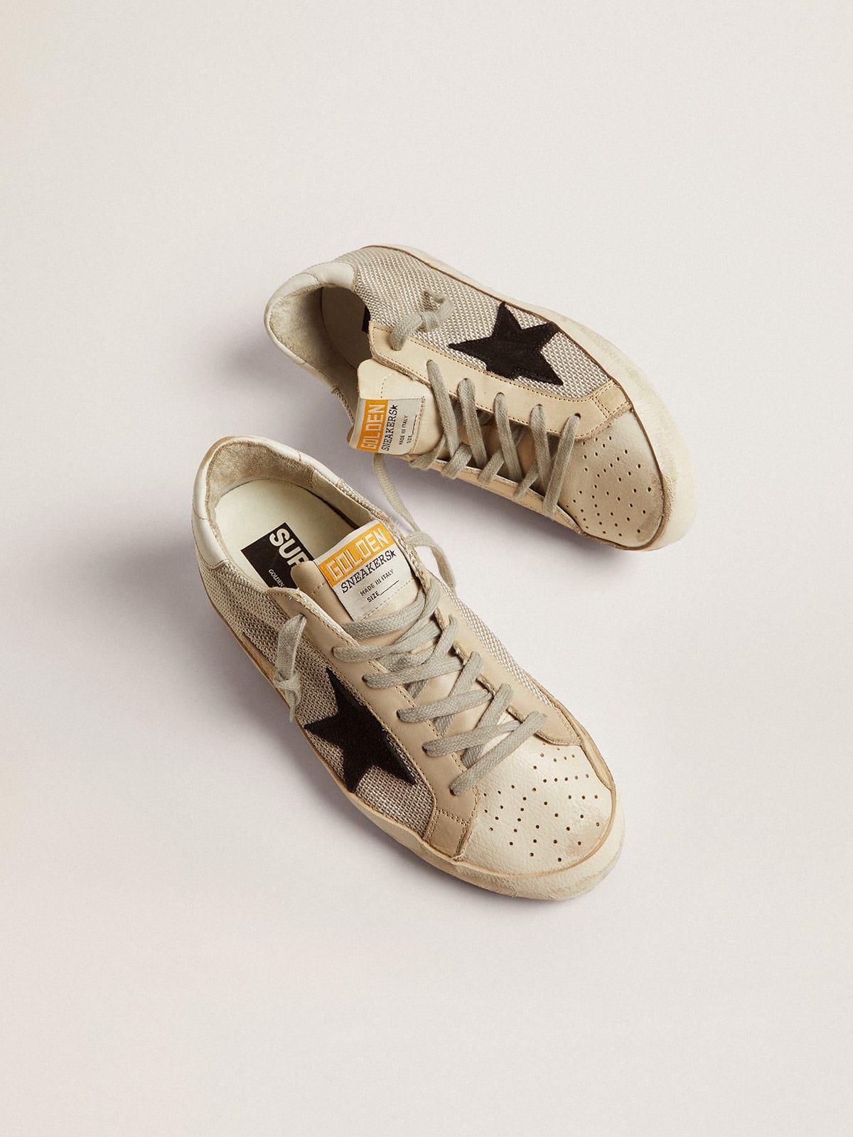 Sneakers Super-Star donna in pelle con inserto in mesh