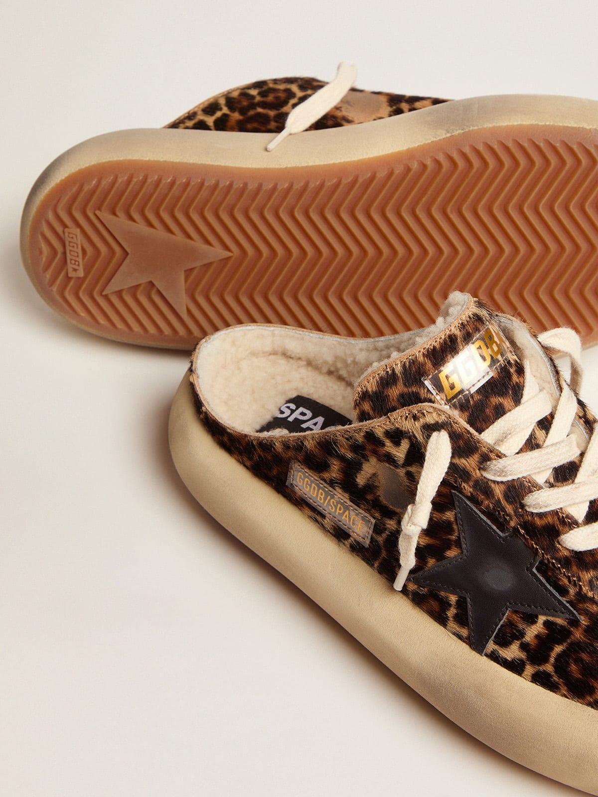Scarpe Space-Star Sabot in cavallino animalier e fodera in shearling