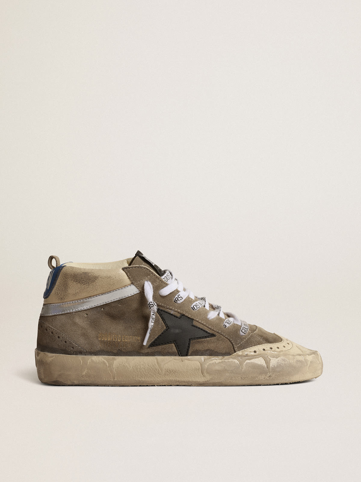 Mid Star LAB uomo in suede grigio ghiaccio con stella nera