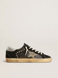 Super-Star Uomo in pelle e suede neri con borchie color argento