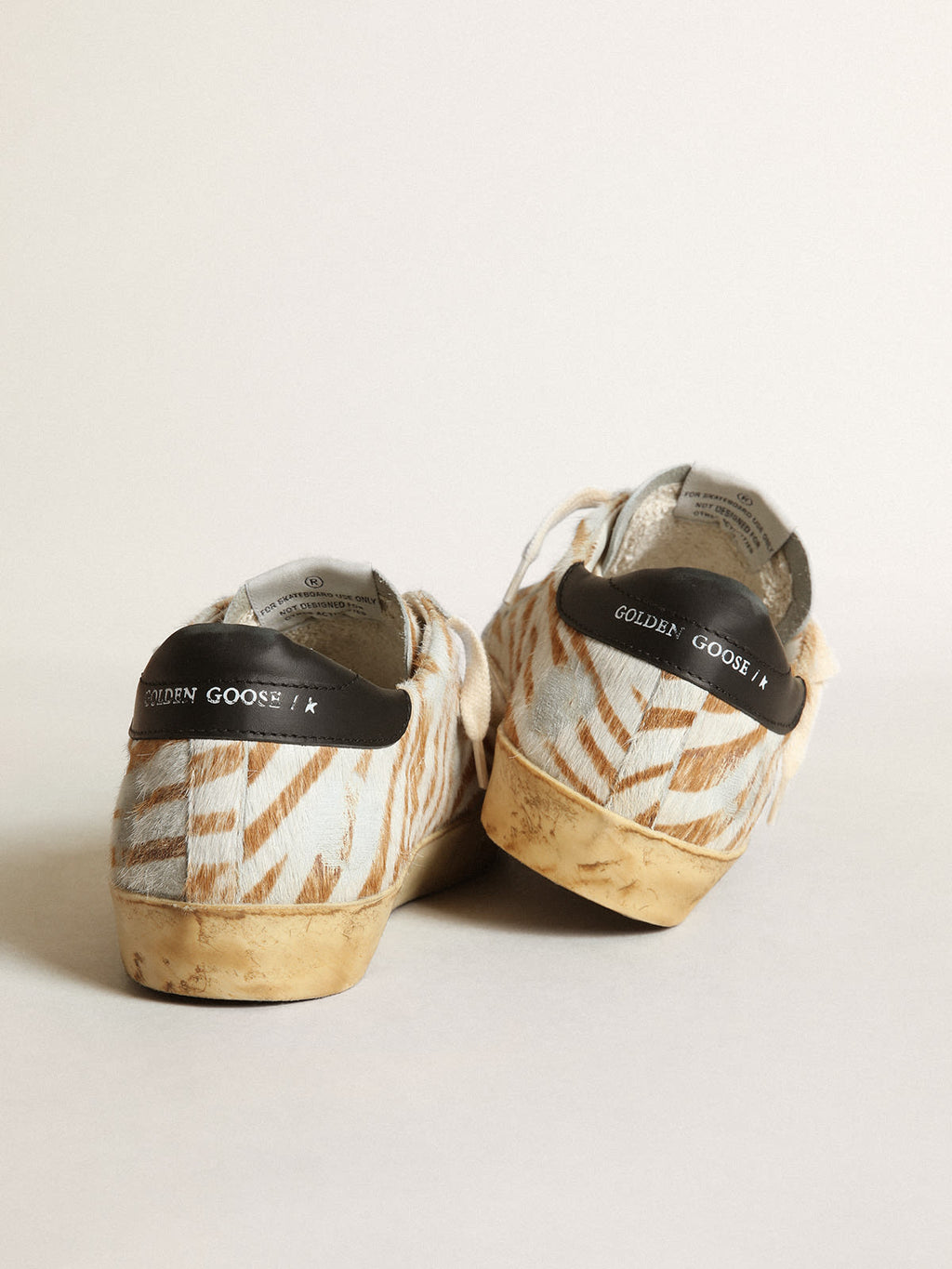 Sneaker Super-Star donna in cavallino zebrato con stella in suede color tortora