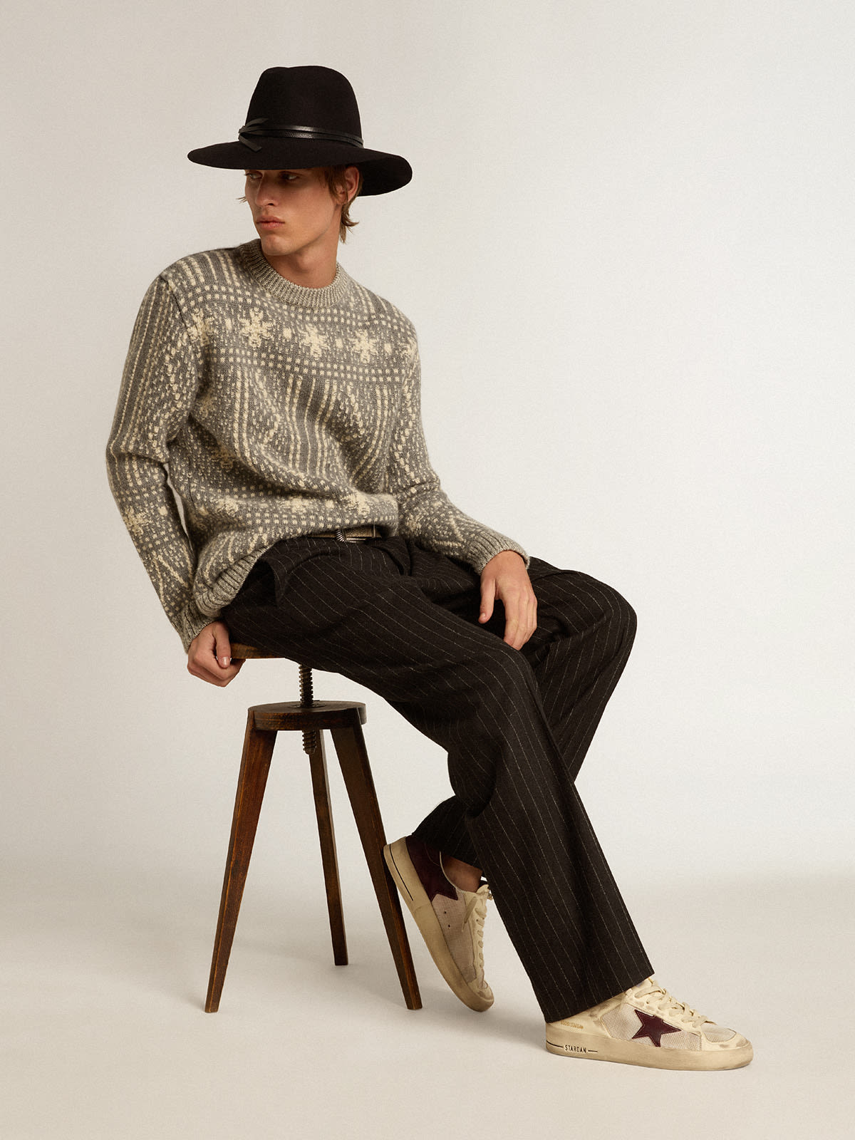 Stardan in rete e nappa con stella e talloncino in suede vino