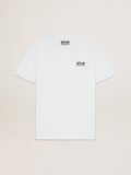 T-shirt bianca donna Collezione Star con logo e stella neri a contrasto