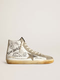 Sneaker Francy Uomo con inserti in suede color tortora e scritte nere all-over