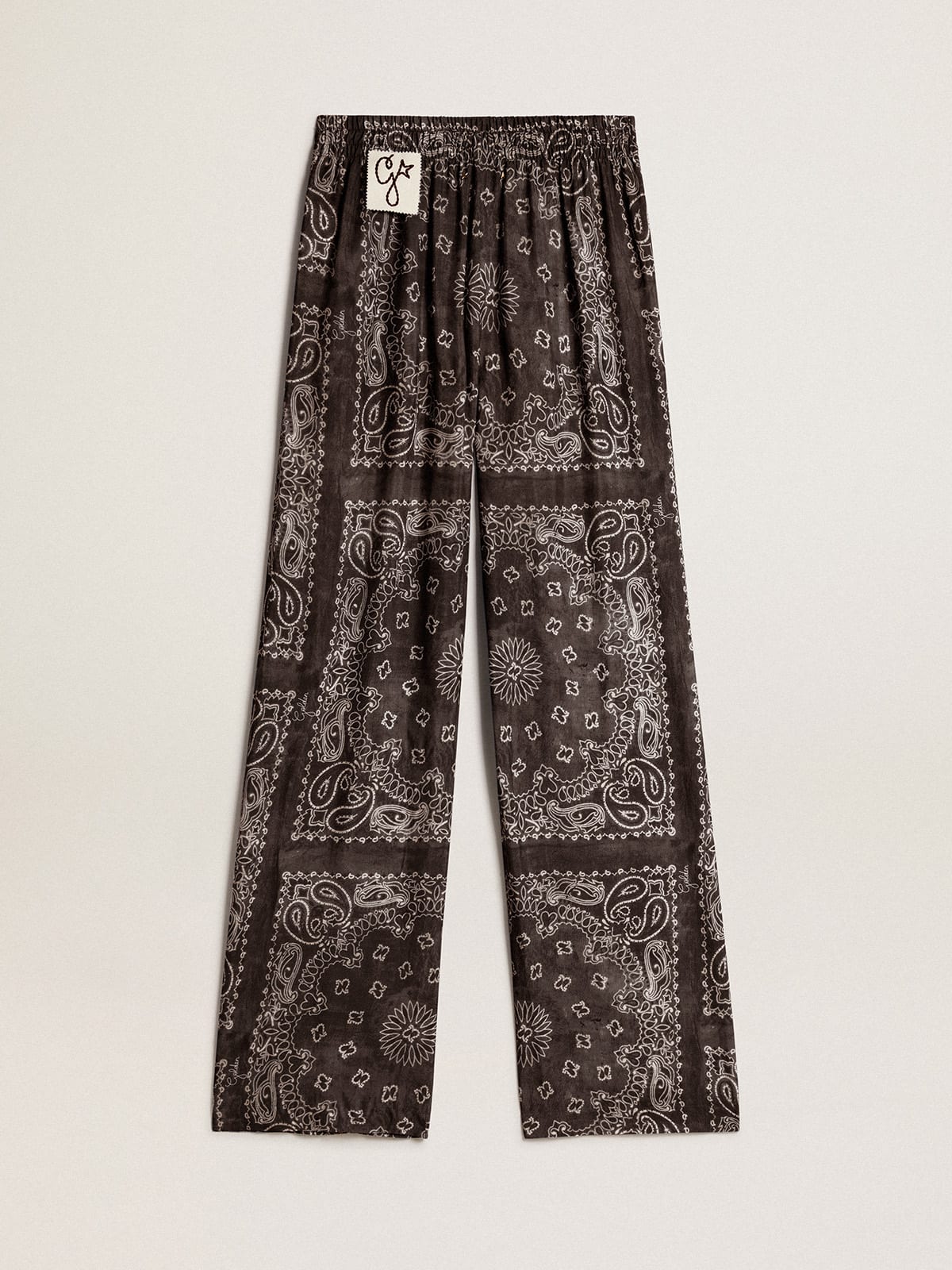 Pantalone jogging di colore antracite con stampa paisley