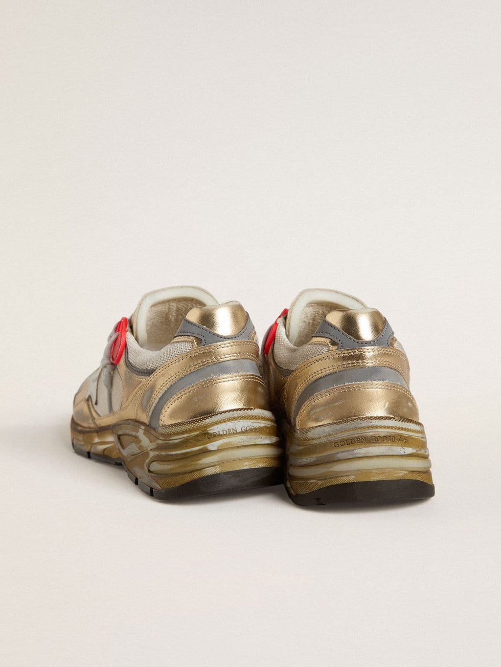 Women's Dad-Star in mesh and gold foiled leather with white leather star