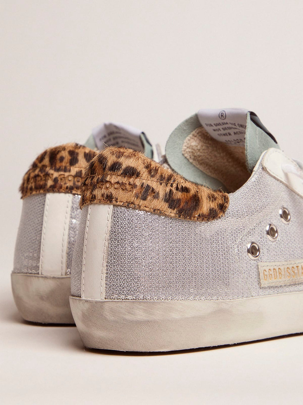 Sneaker Super-Star con paillettes e talloncino leopardato