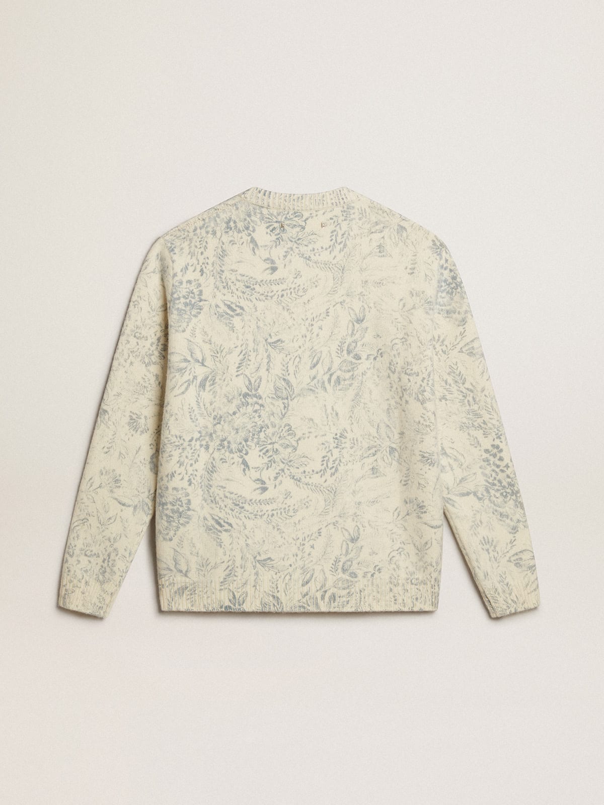 Maglione girocollo da uomo in lana con motivo toile de jouy all over