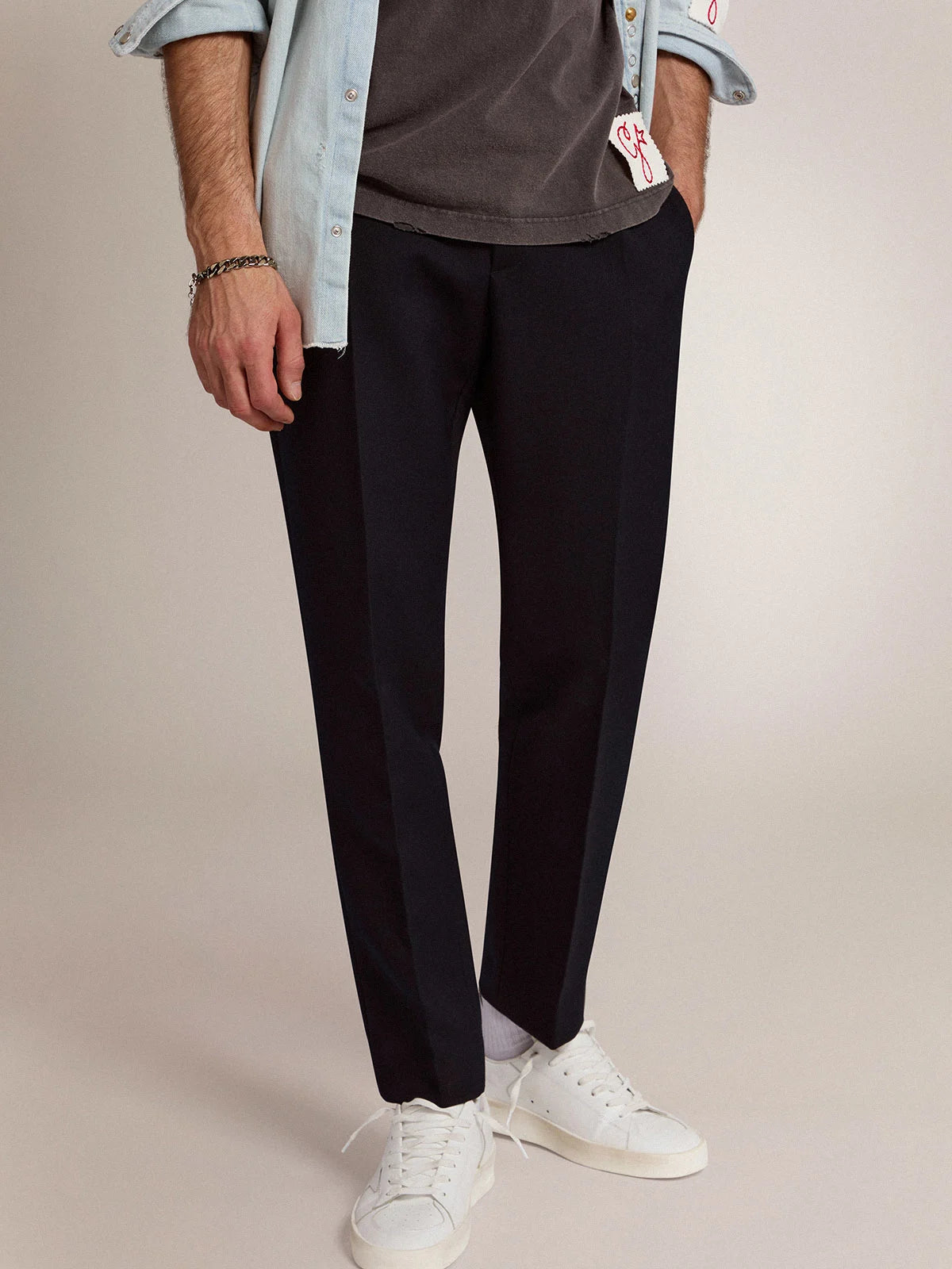 Pantalone Milano Collezione Golden in lana blu scuro
