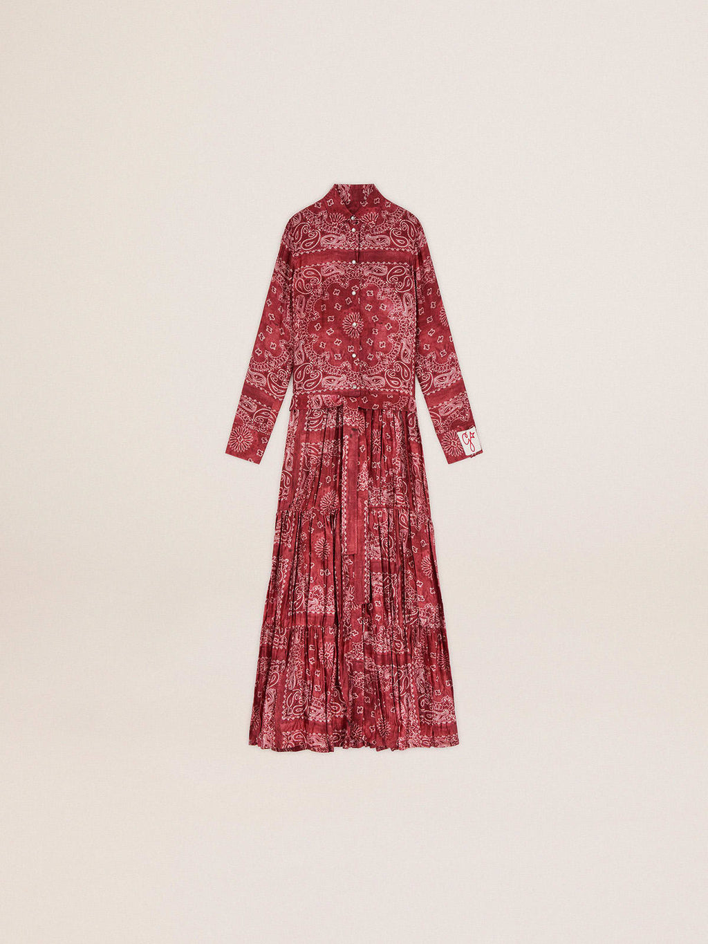 Vestito chemisier Collezione Golden di colore bourdeaux con stampa paisley