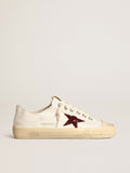 Sneaker V-Star in nappa bianca con stella in glitter rossi