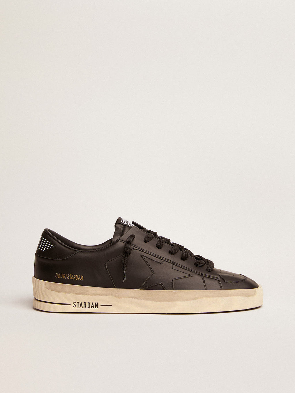 Sneakers Stardan in pelle total black trattamento vintage