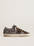 Super-Star in glitter con stella marrone e talloncino lilla