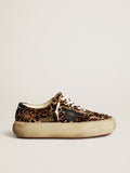 Scarpe Space-Star Donna in cavallino leopardato con stella e talloncino in pelle nera