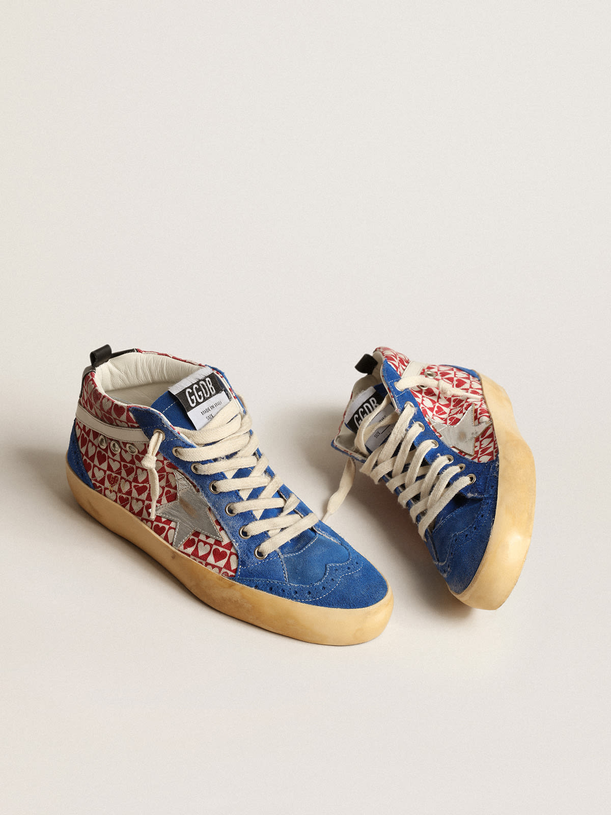 Mid Star Uomo in canvas con stampa a cuori e stella argento