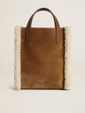Borsa California Bag mini in pelle scamosciata con finiture in shearling