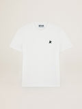 T-shirt bianca Collezione Star con stella verde a contrasto sul davanti