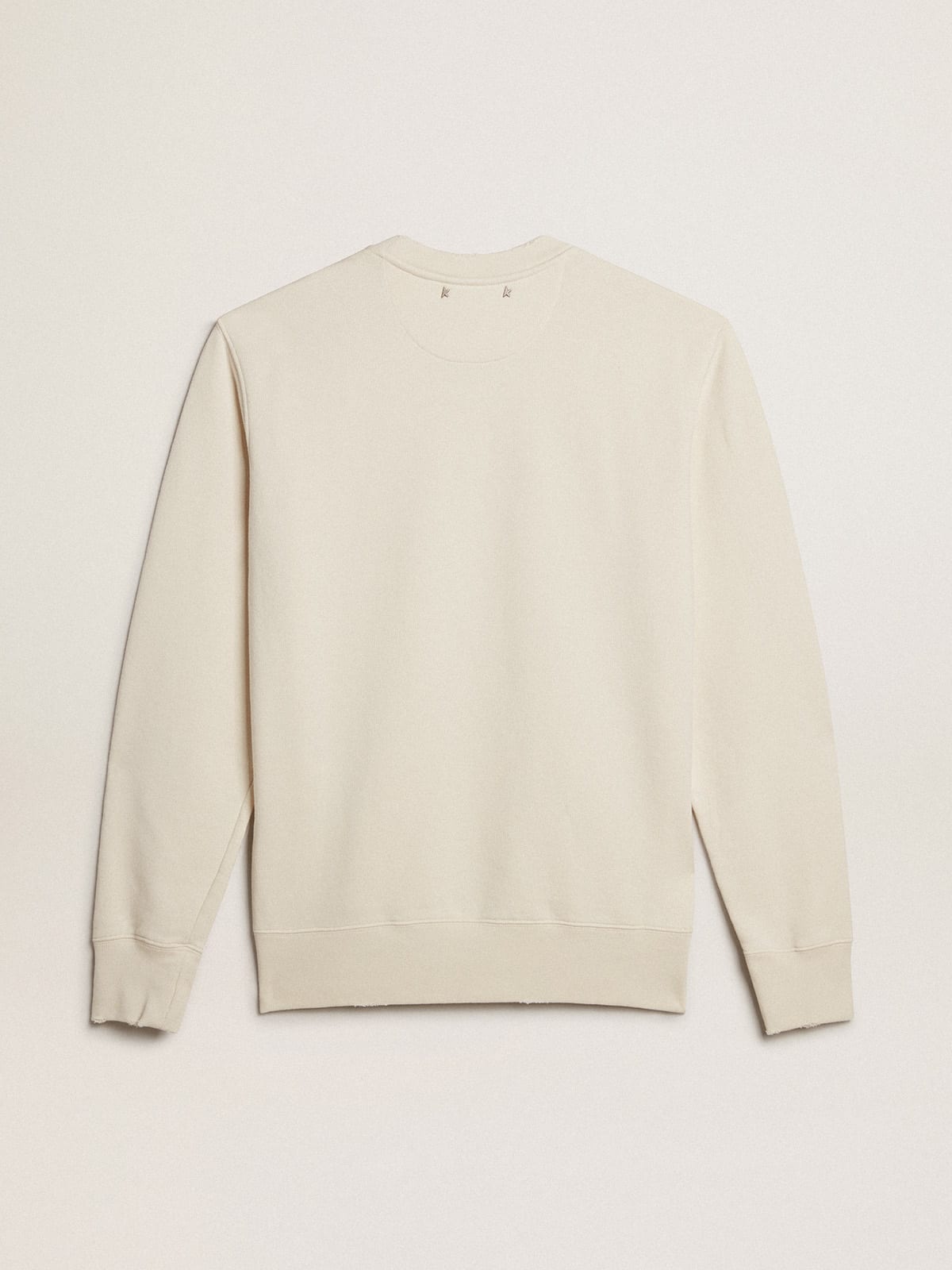 Felpa in cotone color bianco vissuto