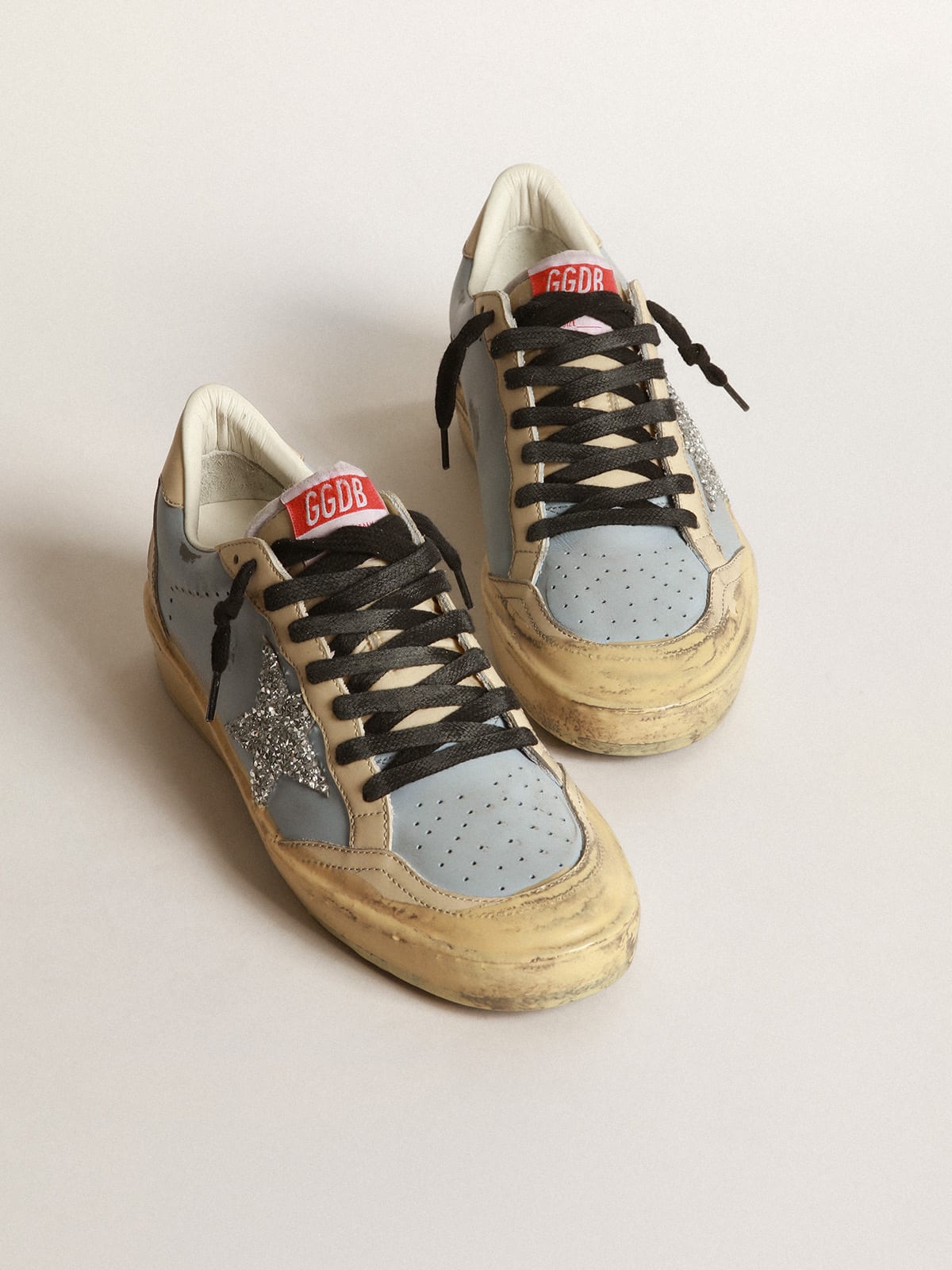 Ball Star LAB uomo in pelle azzurra fumé con stella in Swarovski