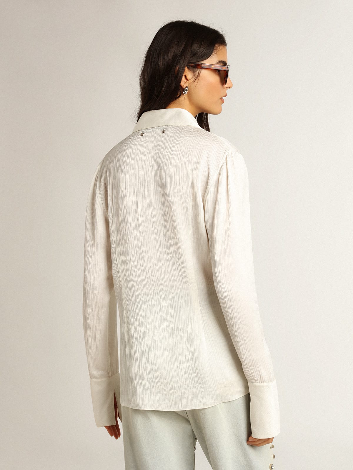 Camicia slim fit color pergamena