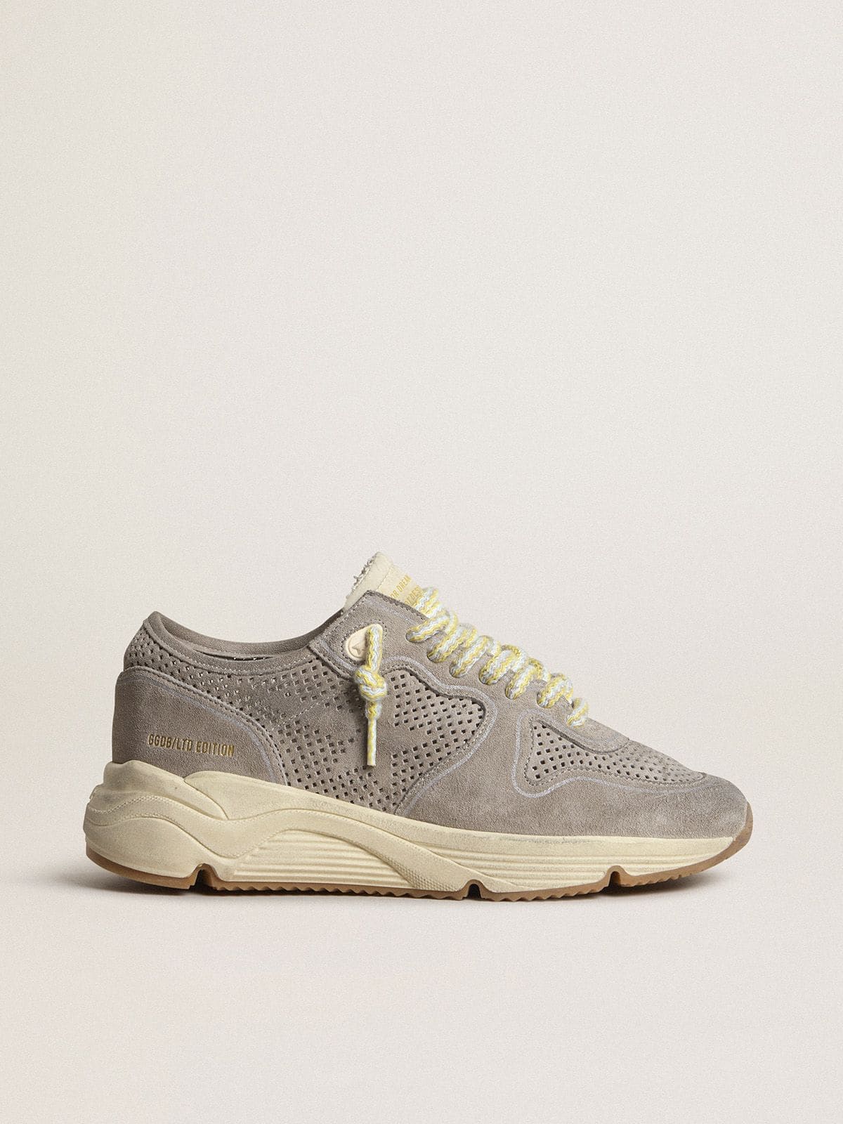 Women's Running Sole in gray suede with gray suede star and heel tab