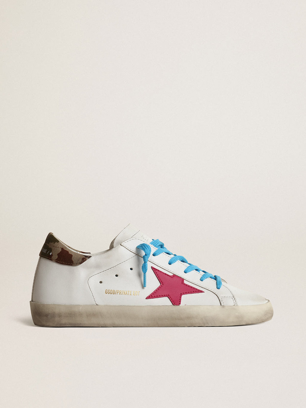 Super-Star LTD con stella in suede fucsia e talloncino camouflage