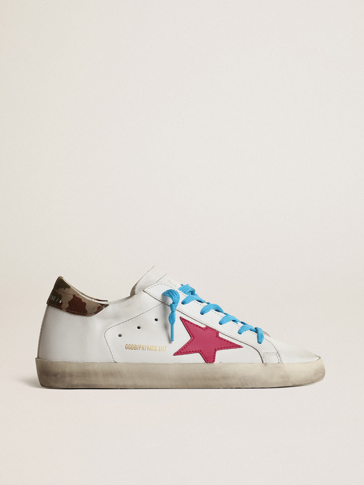 Super-Star LTD con stella in suede fucsia e talloncino camouflage