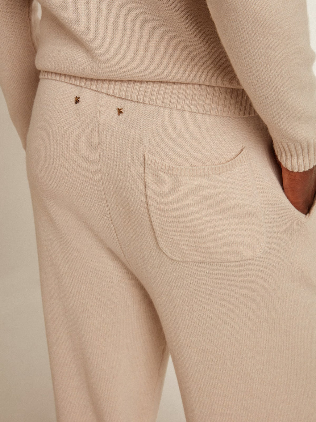 Pantalone jogging uomo misto cashmere di colore bianco