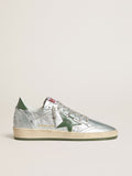 Women's Ball Star in silver nylon with green leather star and heel tab